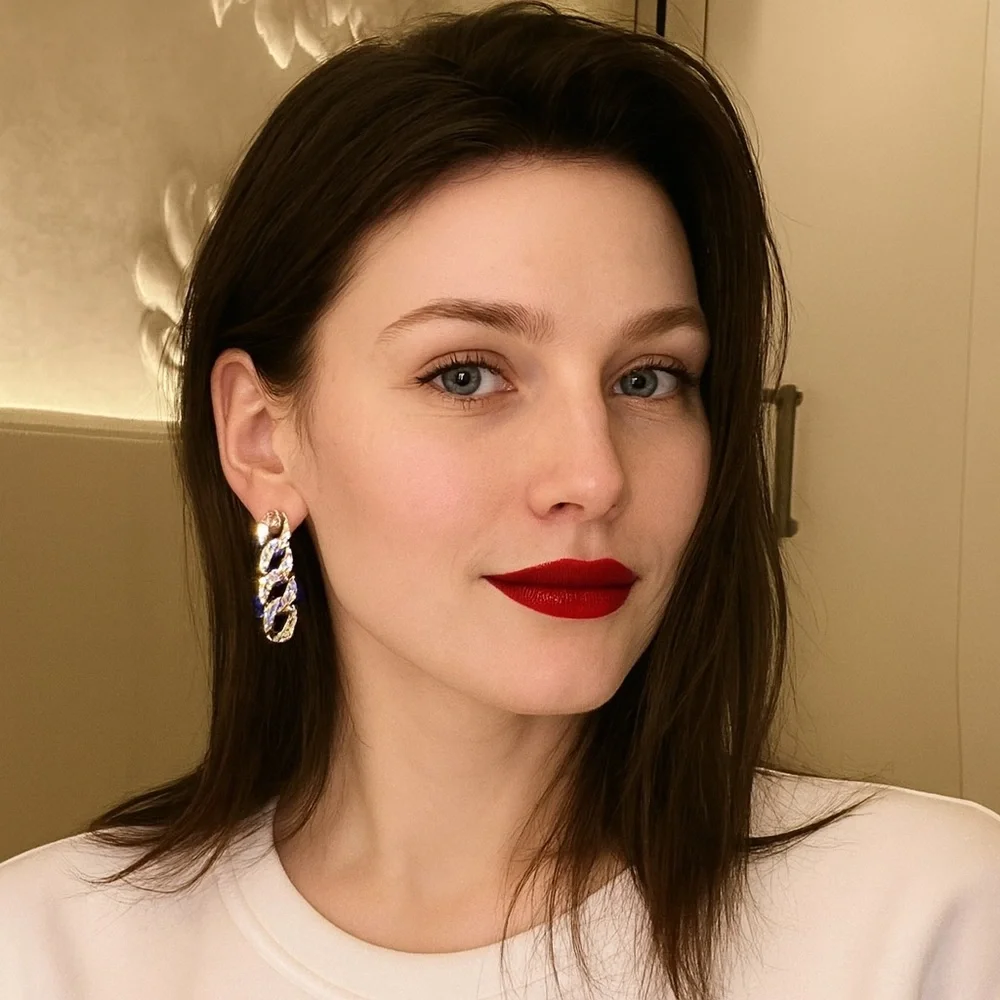 Clearance! NEW SPARKLING SIMULATED DIAMOND CHAINLINK STATEMENT EARRINGS